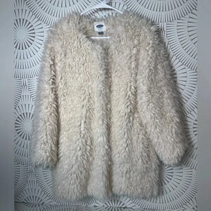 Old Navy‎ Women’s Faux Fur White Jacket Snap Button Closure Size Medium